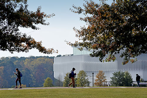 Students walking by the Centennial Campus at NC State