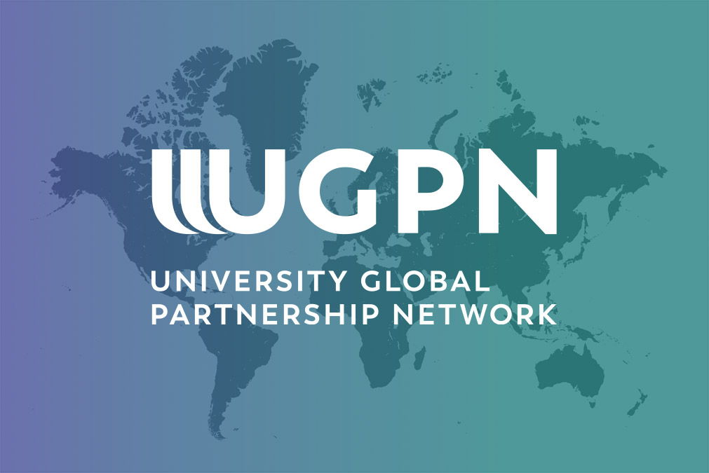 UGPN logo superimposed on a globe illustration
